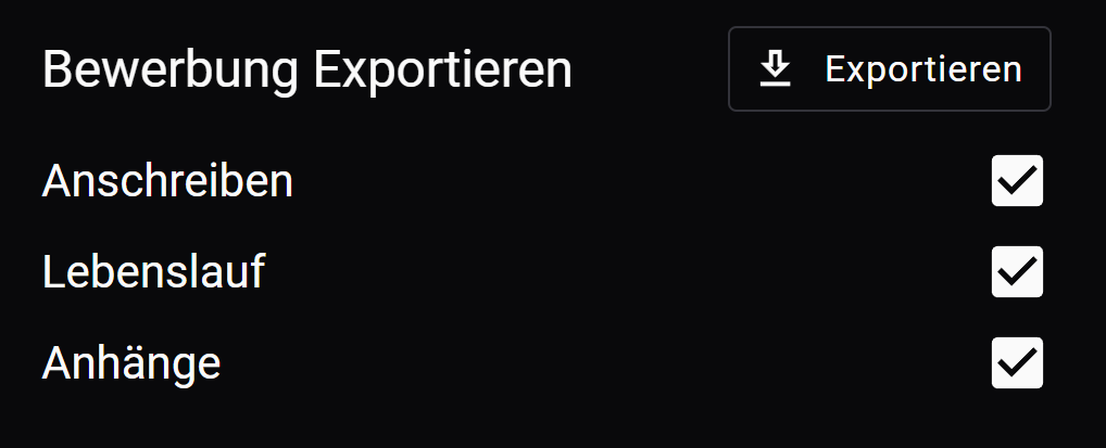 export möglichkeiten der applikation